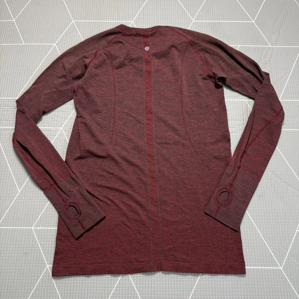 Lululemon Long Sleeve Swiftly Tech 10 Burgundy Red Thumbholes